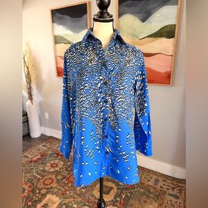 Mishca Blue and Black Animal Print Blouse